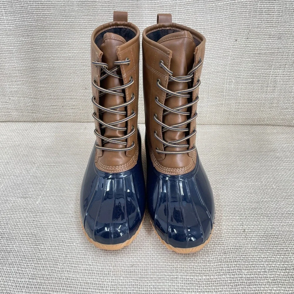 Sporto The Original Duck‎ Boots Women's 9M Ariel Brown Blue Waterproof Lace Up